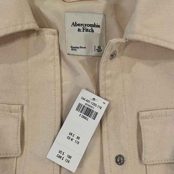 Cream Abercrombie and fitch jacket NWT - Picture 2 of 2